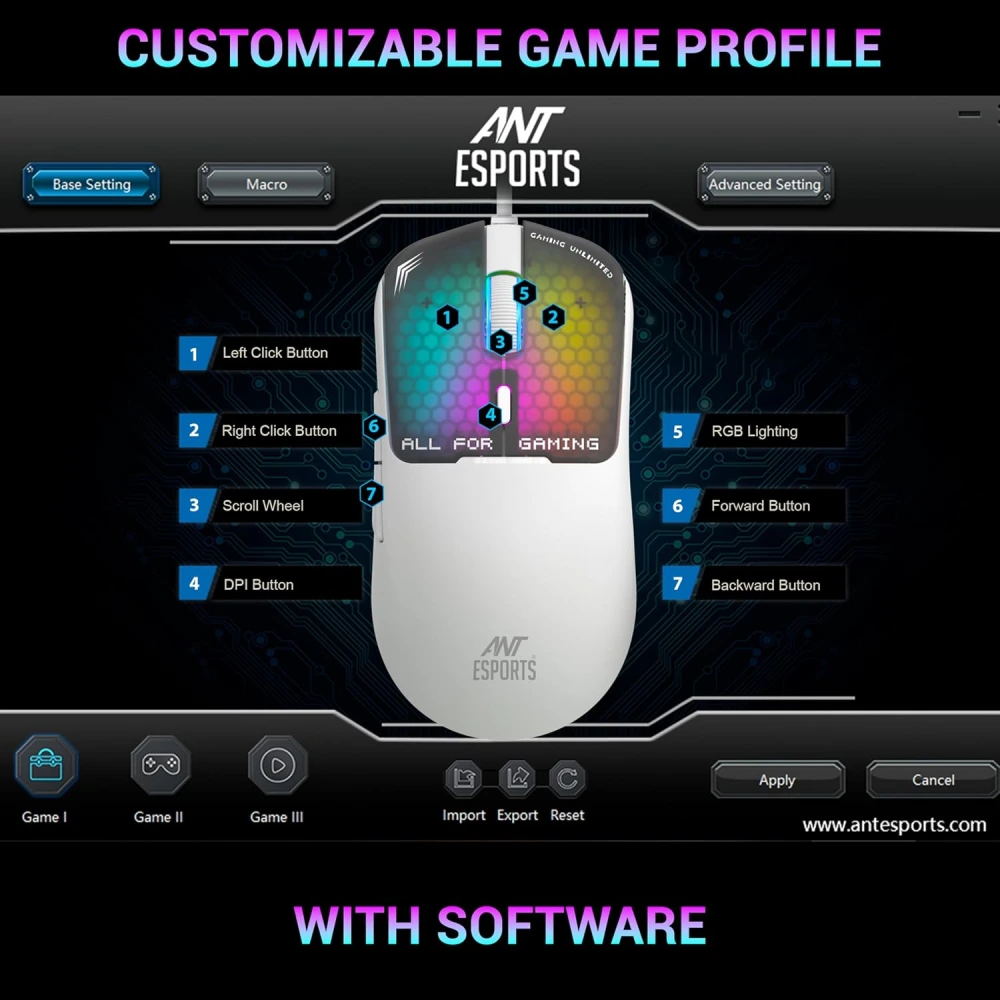 Ant Esports USB Gaming Mouse RGB VIRTUS 100 White view 6